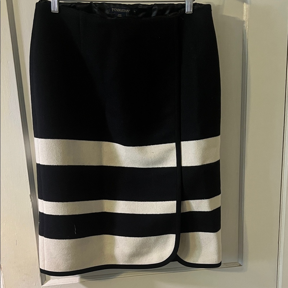 Pendelton wool cotton faux wrap skirt